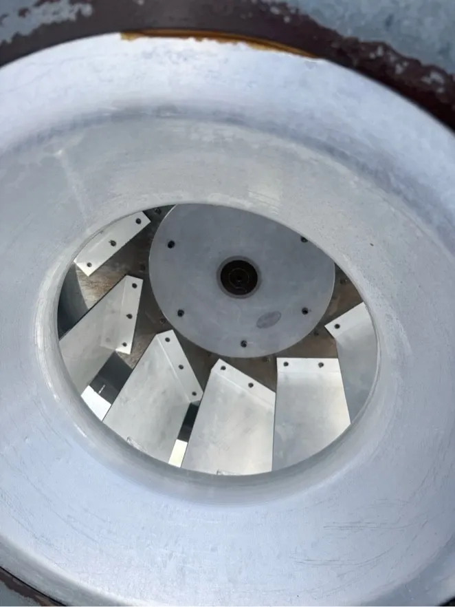 Exhaust fan inlet cone and blower wheel after degreasing